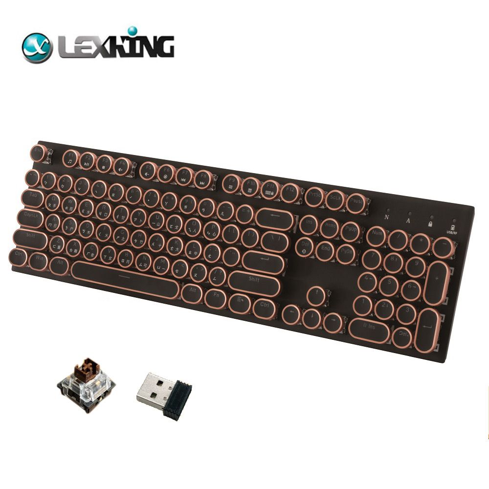 Lexking  雷斯特科技 RF-7317(T) / USB / 2.4G 無線 / 茶軸 機械式 復古 打字機 鍵盤