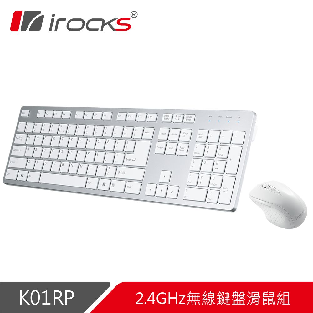 i-Rocks 艾芮克 專業剪刀腳設計 K01RP 2.4G無線鍵盤滑鼠組-銀色