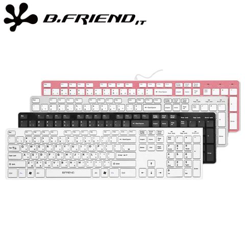 【B.Friend】KB-1430 剪刀腳有線鍵盤(黑/白/銀/粉)
