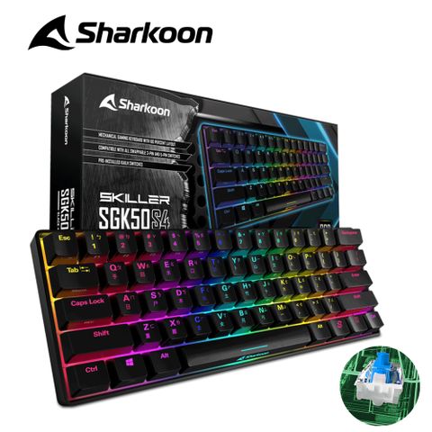 Sharkoon 德國旋剛 SKILLER SGK50 S4 60% 電競 機械式 青軸鍵盤