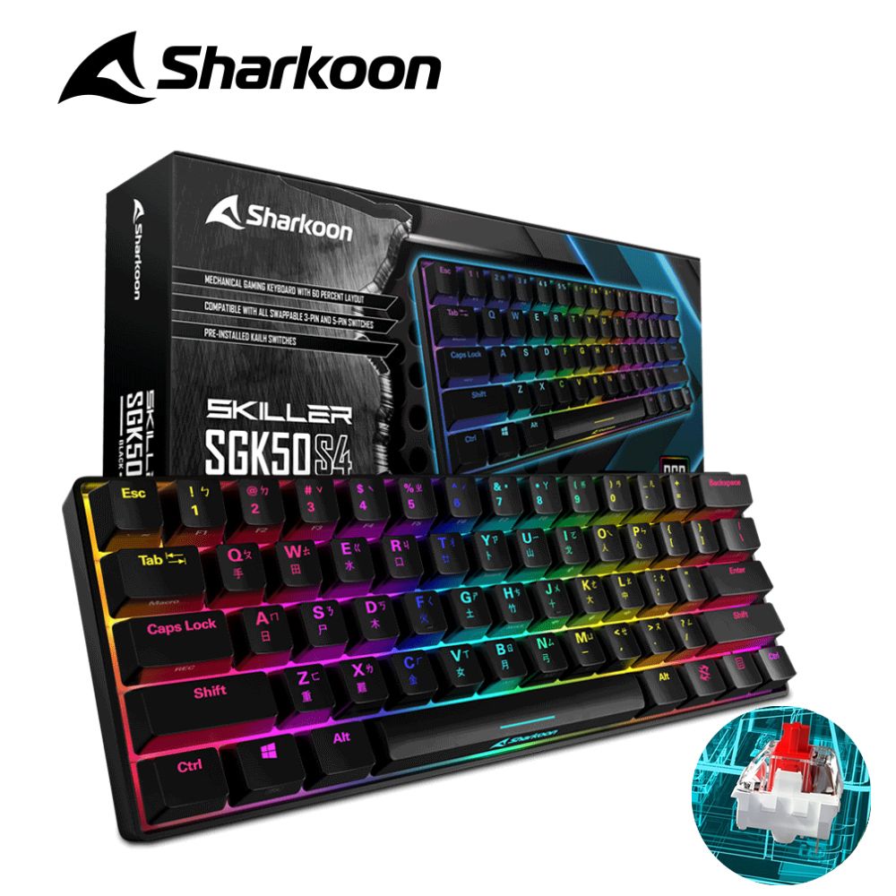 Sharkoon 旋剛  德國 SKILLER SGK50 S4 60% 電競 機械式 紅軸鍵盤