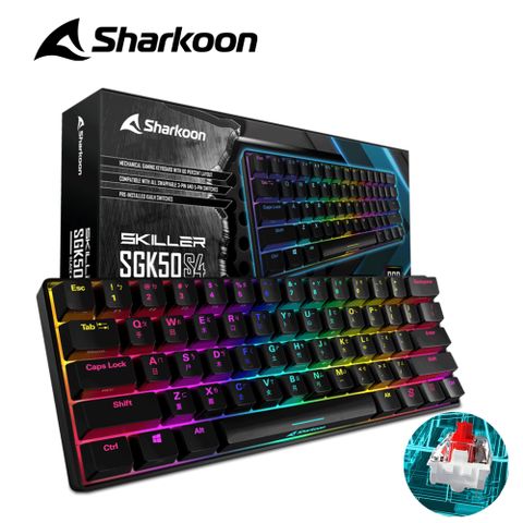 Sharkoon 德國旋剛 SKILLER SGK50 S4 60% 電競 機械式 紅軸鍵盤