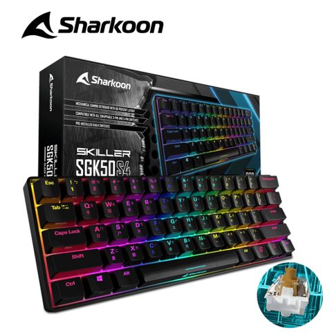 Sharkoon 德國旋剛 SKILLER SGK50 S4 Black 電競機械式鍵盤(凱華茶軸)