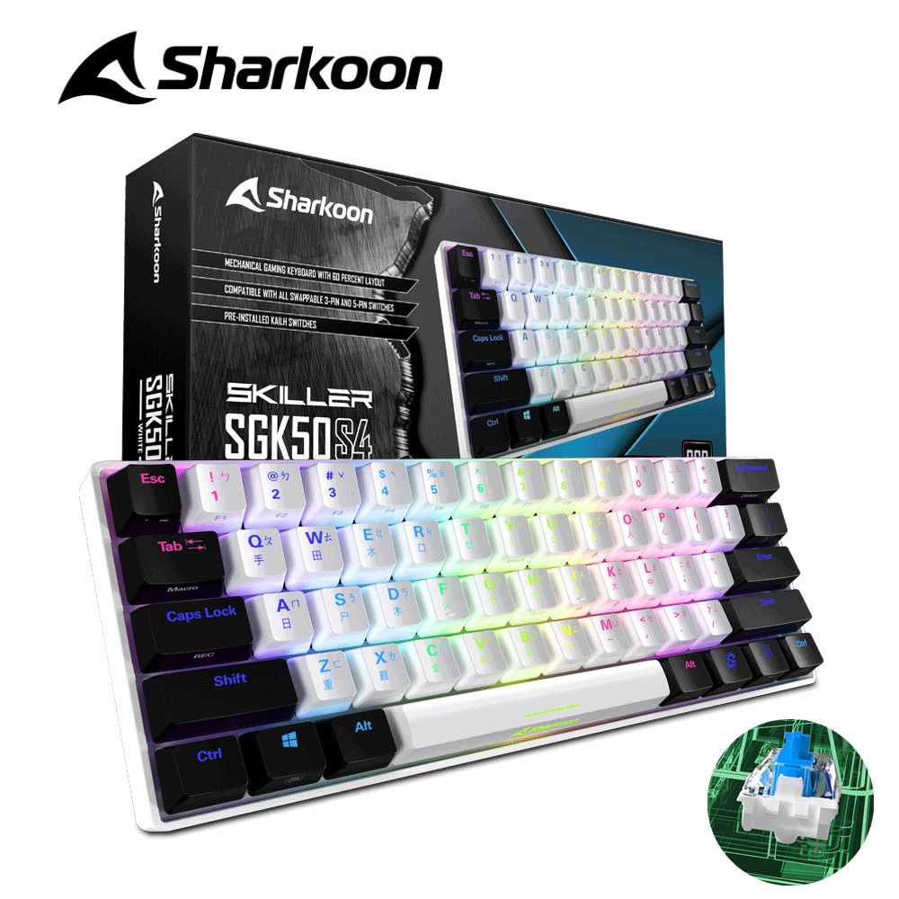 Sharkoon 旋剛  德國 SKILLER SGK50 S4 白色  60% 電競 機械式 青軸 鍵盤