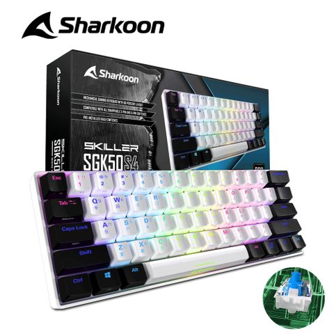 Sharkoon 德國旋剛 SKILLER SGK50 S4 白色 60% 電競 機械式 青軸 鍵盤