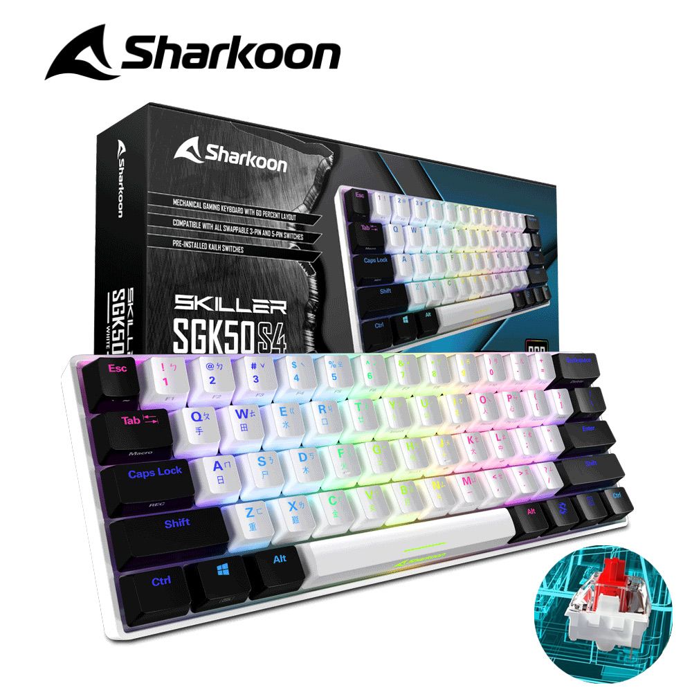 Sharkoon 旋剛  德國 SKILLER SGK50 S4 白色  60% 電競 機械式 紅軸 鍵盤