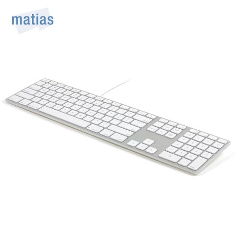 Matias USB + USB-C wired Mac 中文長鍵盤 塑膠材質銀色機身 白色按鍵