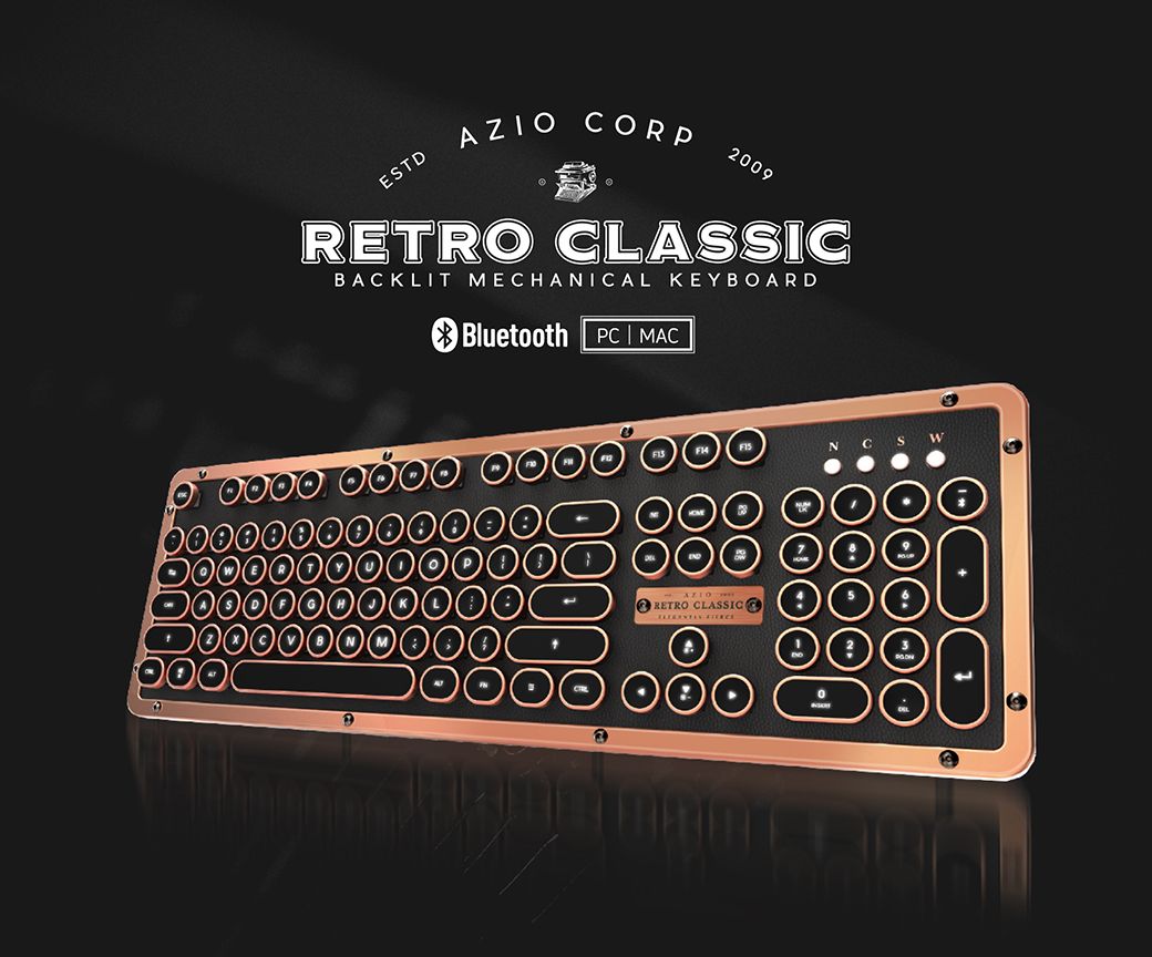 AZIO RETRO ARTISAN BT 藍牙真牛皮打字機鍵盤(PC/MAC) - PChome 24h購物