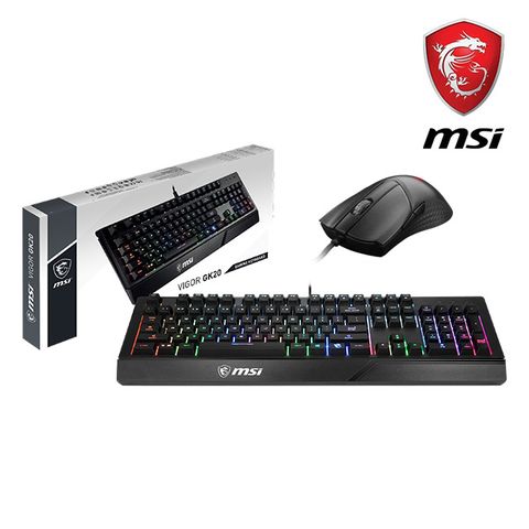 MSI 鍵鼠組(VIGOR GK20 電競鍵盤 + CLUTCH GM31 LIGHTWEIGHT 電競滑鼠)