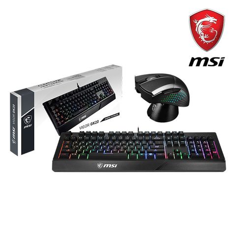 MSI 鍵鼠組(VIGOR GK20 電競鍵盤 + CLUTCH GM51 LIGHTWEIGHT WIRELESS 無線電競滑鼠)