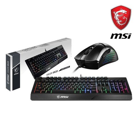 MSI 鍵鼠組(VIGOR GK20 電競鍵盤 + CLUTCH GM51 LIGHTWEIGHT 電競滑鼠)