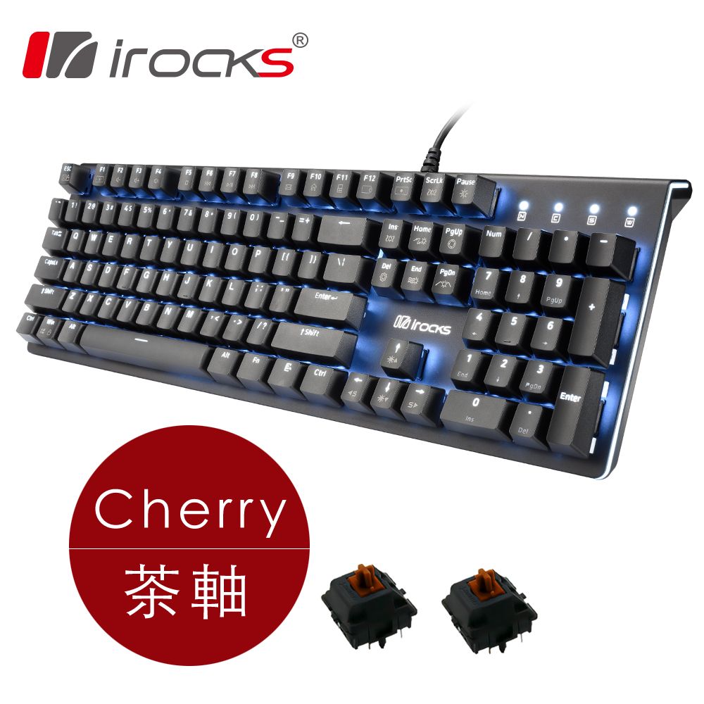 iRocks K75M 黑色上蓋單色背光機械式鍵盤-茶軸- PChome 24h購物