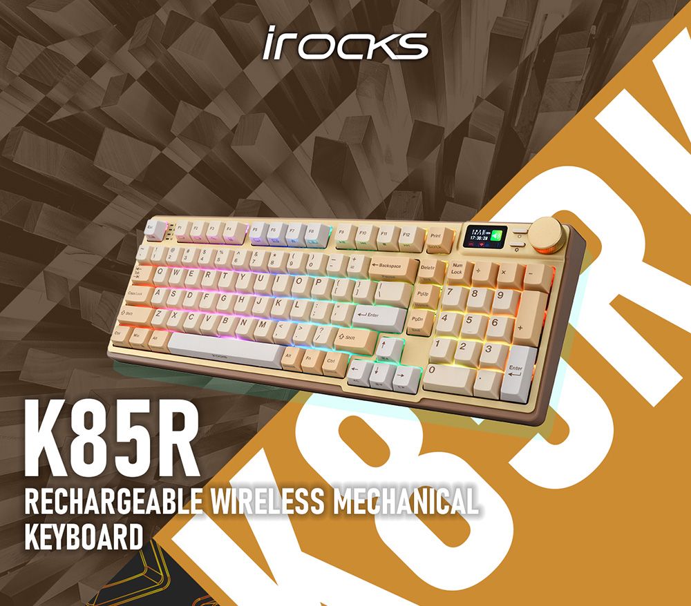 YUPERזןDFGH J K L12BN MFBackspaceLock789456-Enter+123EnterK85RRECHARGEABLE WIRELESS MECHANICALKEYBOARD