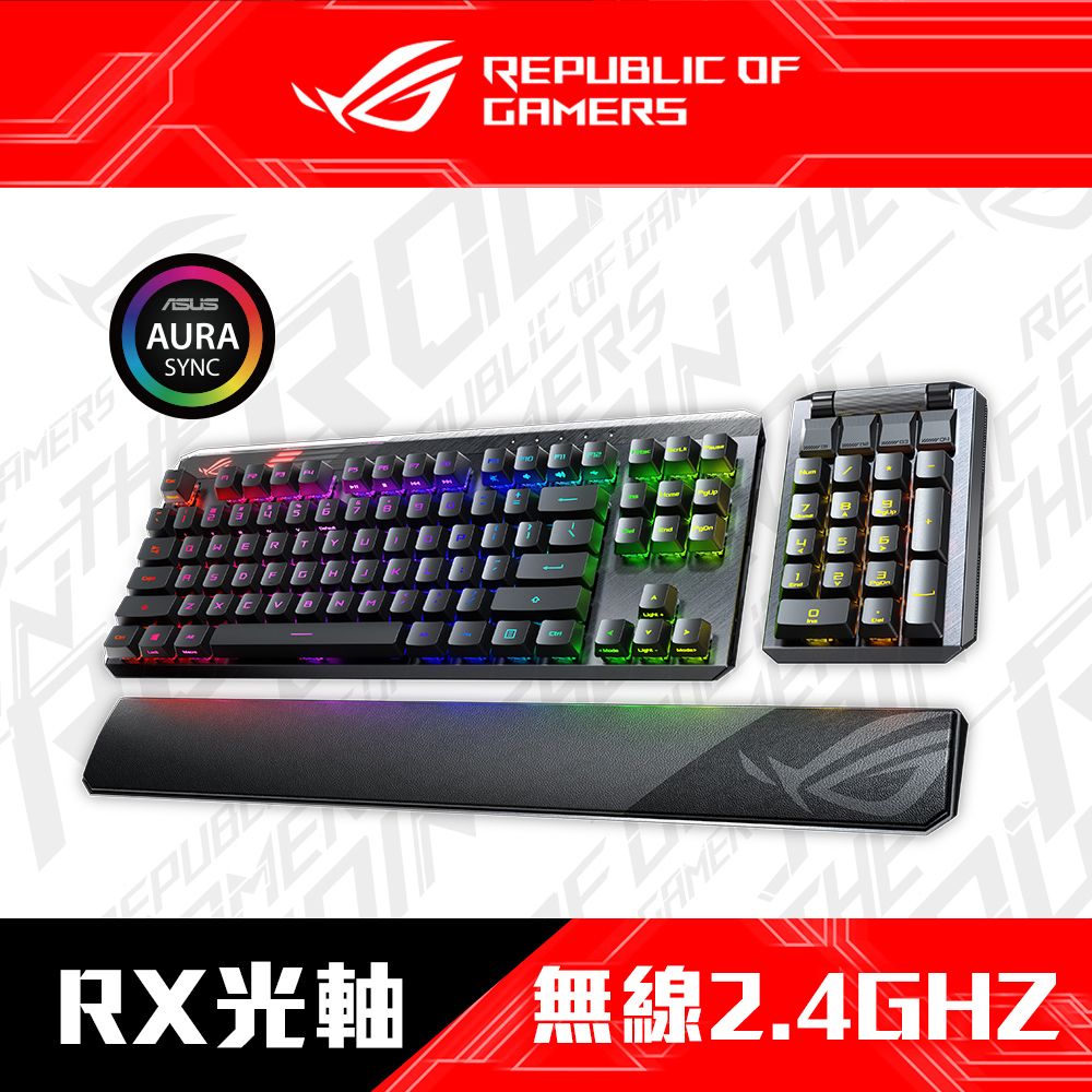 華碩ASUS ROG Claymore II RGB 無線機械式鍵盤(RX紅軸) - PChome 24h購物