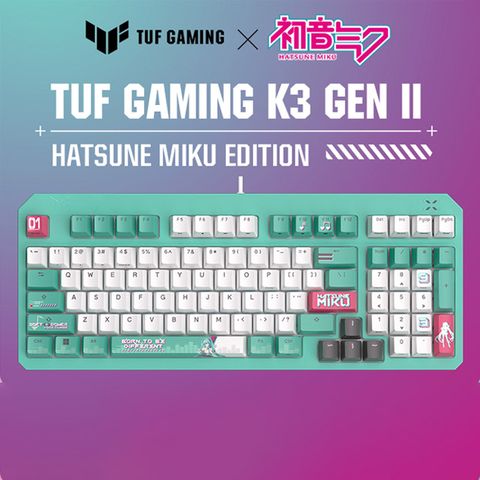 TUF Gaming K3 Gen II Hatsune Miku Edition 電競鍵盤(初音聯名款)