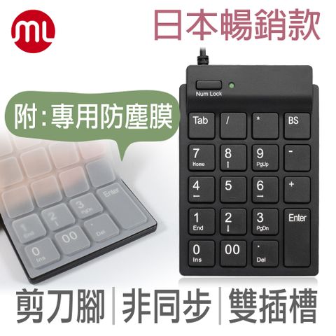 【morelife】超薄USB數字鍵盤+防塵膜SKP-7120H2D
