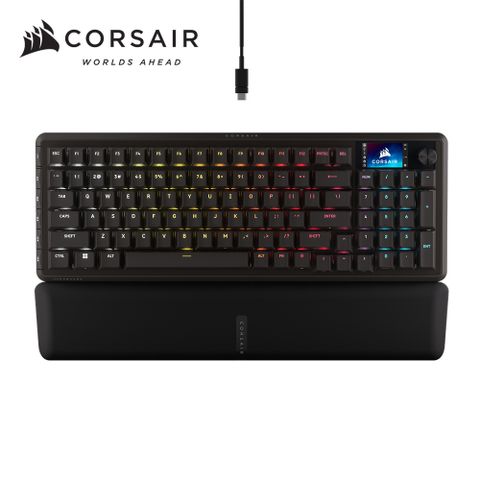 海盜船Corsair VANGUARD 先鋒者 LCD RGB機械鍵盤【MLX量子白軸 | 黑．英文】