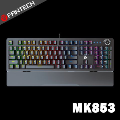 全鍵無衝突FANTECH MK853 RGB多媒體機械式電競鍵盤(英文版)-黑
