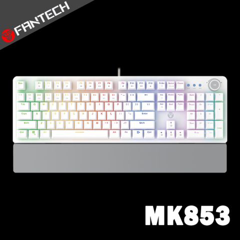 全鍵無衝突FANTECH MK853 RGB多媒體機械式電競鍵盤(英文版)-白