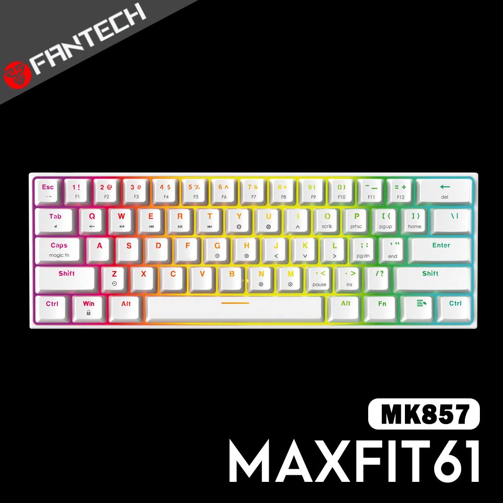FANTECH MAXFIT61 60%RGB可換軸機械式鍵盤(MK857)-白- PChome 24h購物