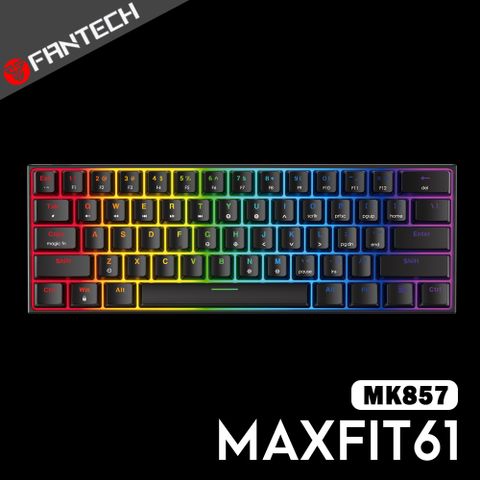 全鍵無衝突FANTECH MAXFIT61 60%RGB可換軸機械式鍵盤(MK857)-黑