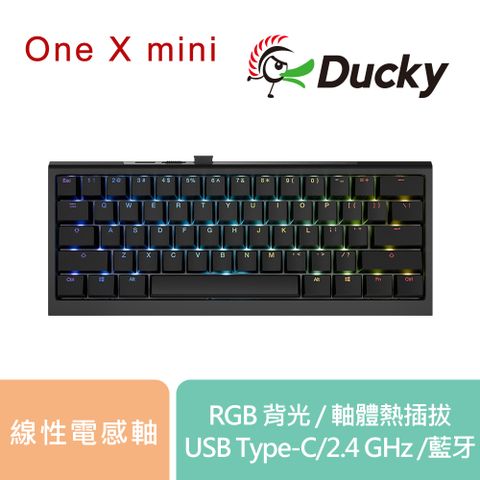Ducky 創傑 ONE X Mini 無線三模 線性電感軸 PBT 二色成形 60% 黑色 英文