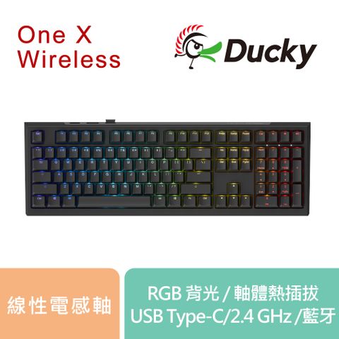 Ducky 創傑 ONE X 無線三模 線性電感軸 PBT 二色成形 100% 黑色 英文