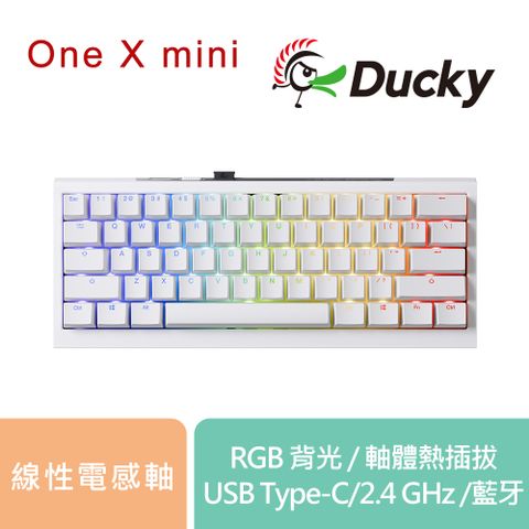 Ducky 創傑 ONE X Mini 無線三模 線性電感軸 PBT 二色成形 60% 白色 英文