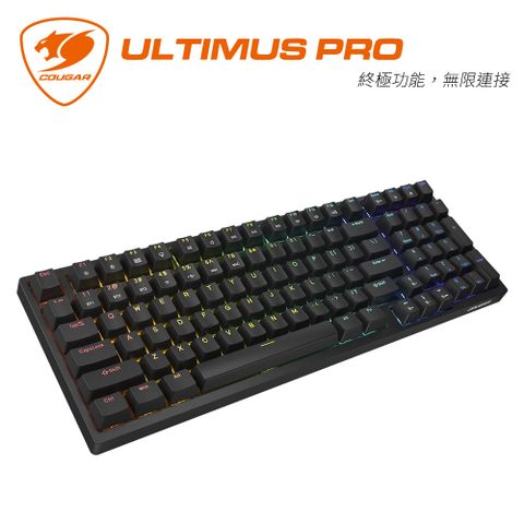 【COUGAR 美洲獅】ULTIMUS PRO 紅軸RGB 無線三模機械式鍵盤 黑色 + REVENGER PRO 4K 無線電競滑鼠 黑色
