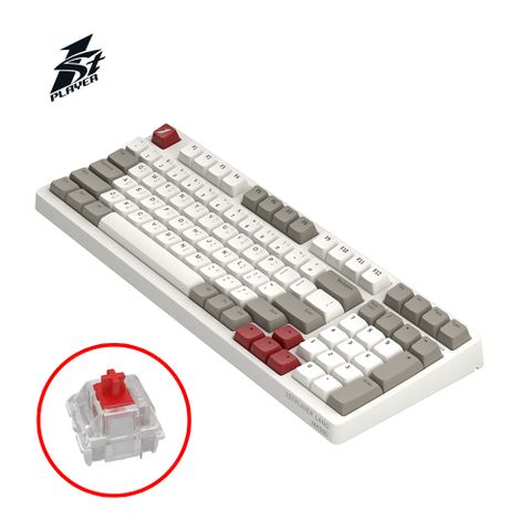 1stPlayer 首席玩家 MK980(WR) 白圭之惑 98鍵 電競鍵盤 (紅軸)