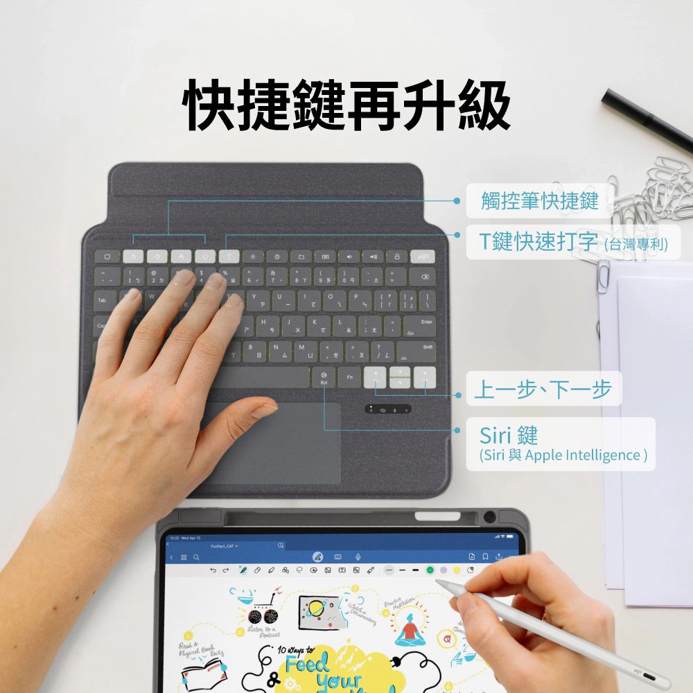 eiP Magnetix 2 磁吸可拆式iPad鍵盤 (適用iPad Air M2/M3 13吋、Pro 12.9吋 巧控鍵盤 iPad保護殼)