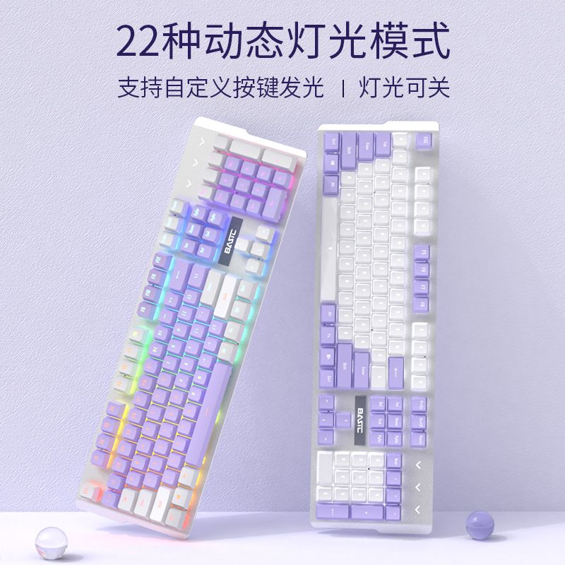  夢幻紫 中文注音 22種燈光 有線機械鍵盤