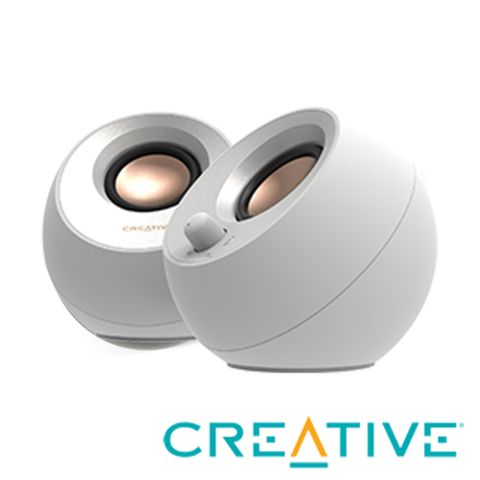 絕美白色▼新色亮相CREATIVE Pebble V3 USB 桌上型藍芽喇叭(白)