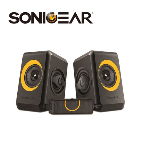 SonicGear quatro2強效低頻振膜 多媒體音箱_黑橘