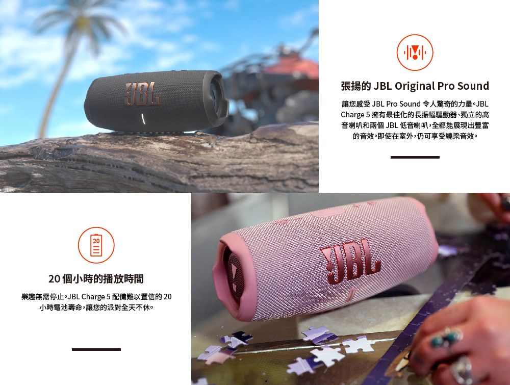 JBL Charge 5 可攜式防水藍牙喇叭(軍綠色) - PChome 24h購物