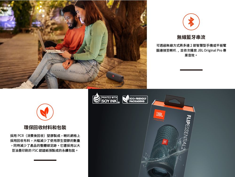 JBL Flip Essential 2 可攜式防水藍牙喇叭- PChome 24h購物