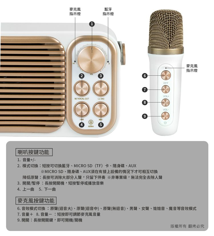 aibo  LXS3 經典復古 雙人對唱行動KTV 藍牙喇叭無線麥克風組