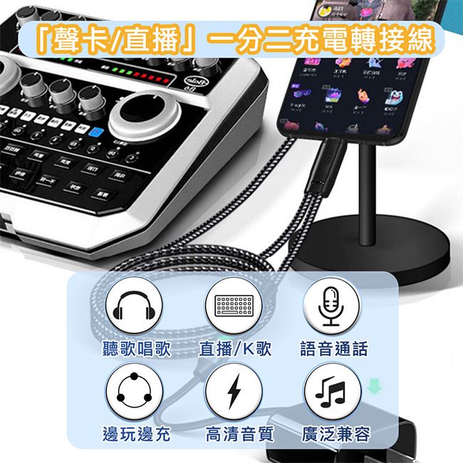  直播/錄音 同步充電【魔宙】「聲卡/直播」Type-C 轉 Type-C/USB 一分二充電轉接線