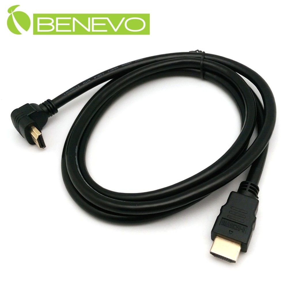 Benevo 上彎型 1.5米 HDMI1.4影音訊號連接線 (BHDMI4015U黑)