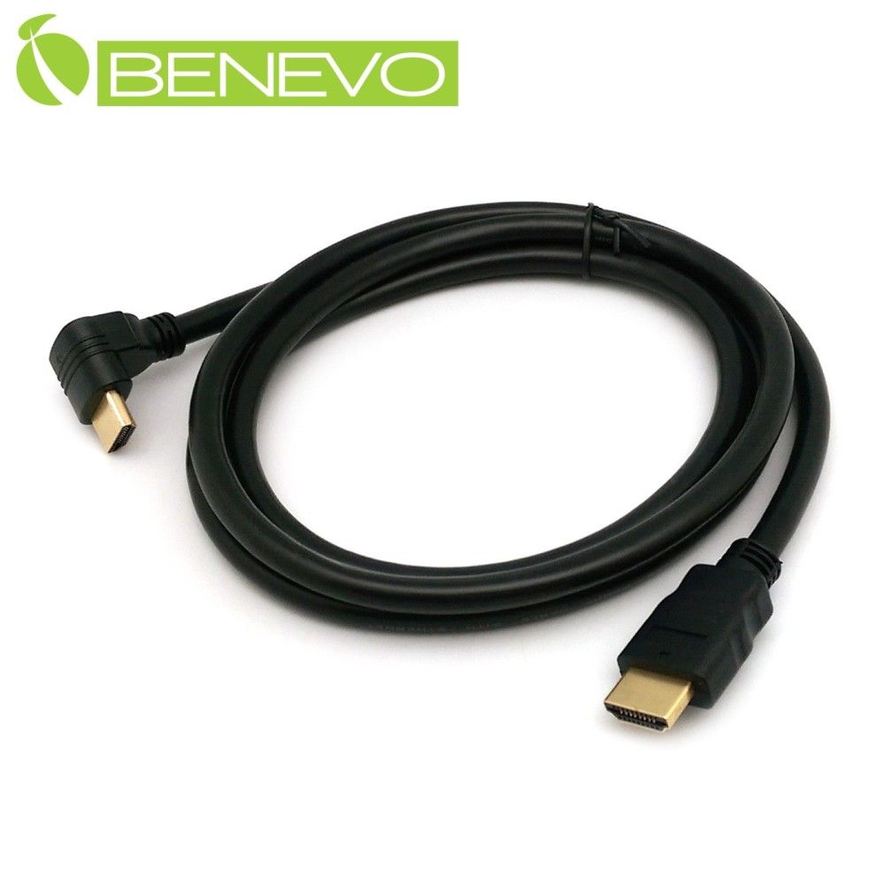 Benevo 下彎型 1.5M HDMI1.4影音訊號連接線 (BHDMI4015D黑)