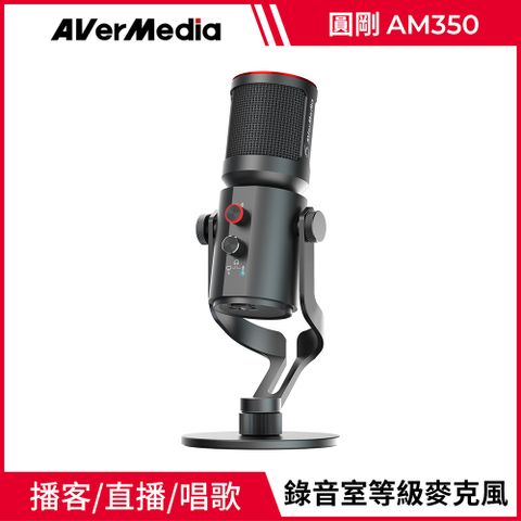 圓剛AM350 黑鳩 USB電容式 演唱廣播專業級麥克風(附防噴網+麥克風安裝座)