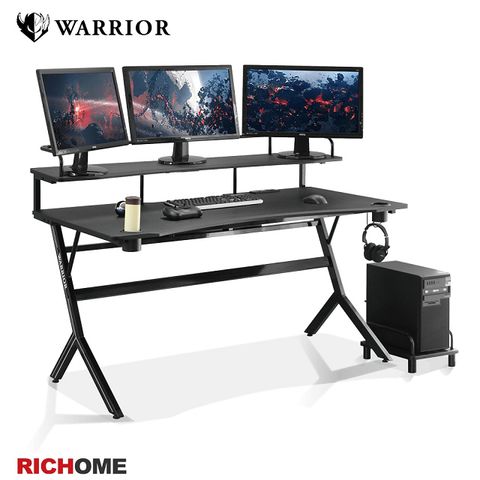 【RICHOME】WARRIOR旗艦款150CM電競桌/電腦桌/書桌/工作桌 (黑色) (台灣製)