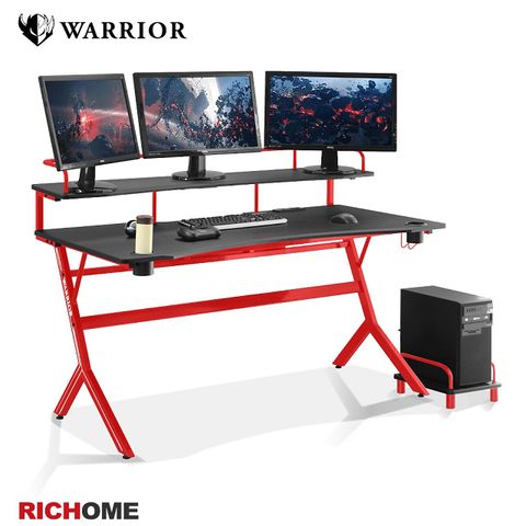 【RICHOME】WARRIOR旗艦款150CM電競桌/電腦桌/書桌/工作桌 (紅色) (台灣製)