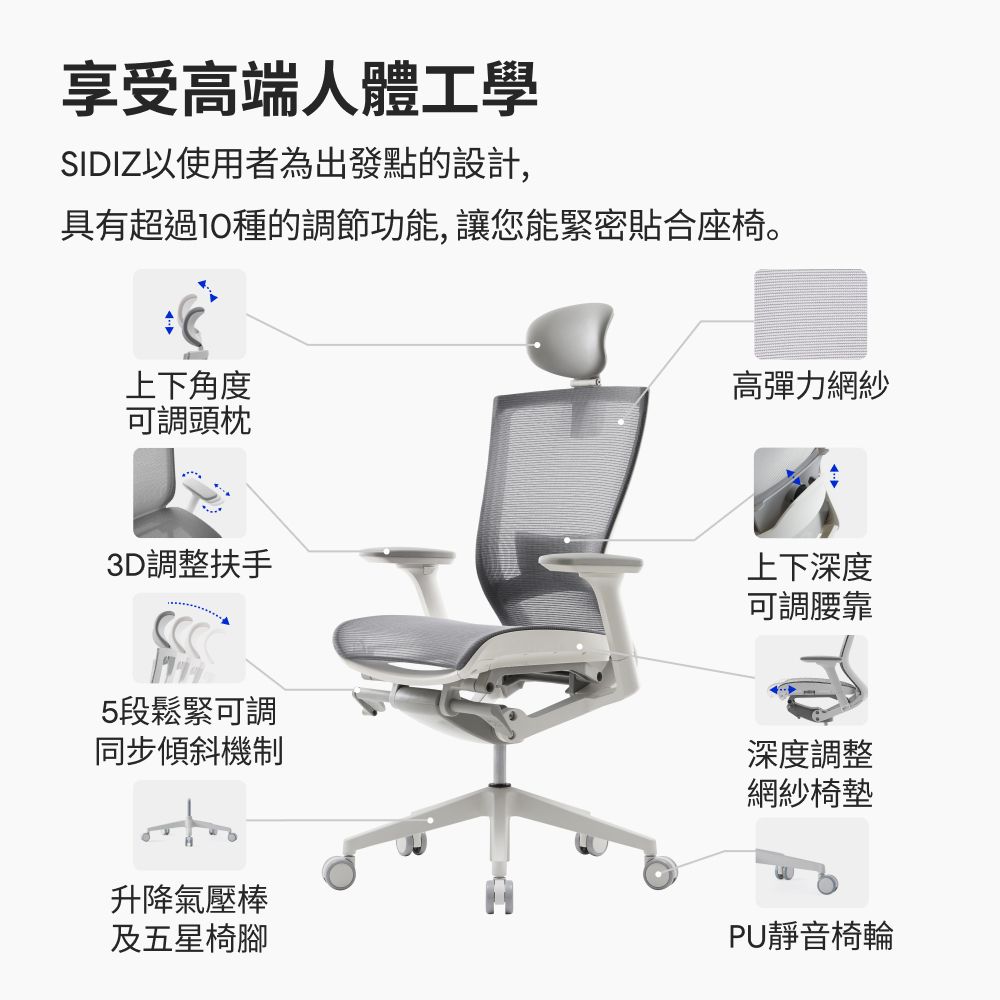 SIDIZ T50 AIR 全網高階人體工學椅(辦公椅 電腦椅 透氣網椅)