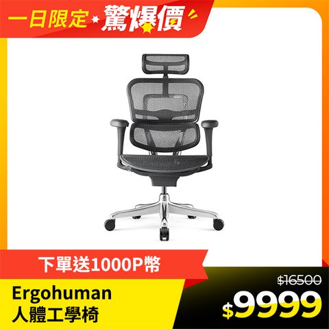 ERGOHUMAN 特仕版 2.0(3D扶手) 人體工學椅/辦公椅/電腦椅/W09-01美製黑網