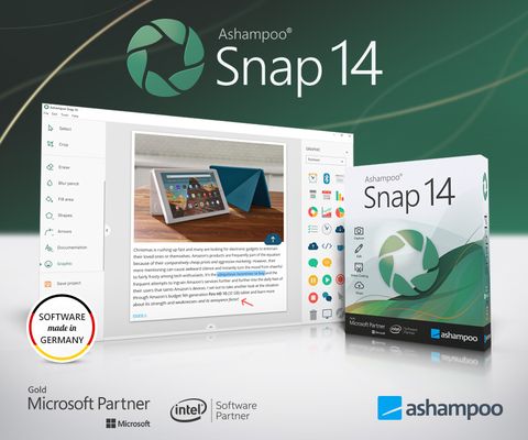 Ashampoo Snap 14 - 擷取和編輯在您螢幕上的一切與教學錄影軟體 (多國語言下載版)功能強大的螢幕擷取畫面和錄影軟體，包含簡單後製工具與輕鬆分享功能