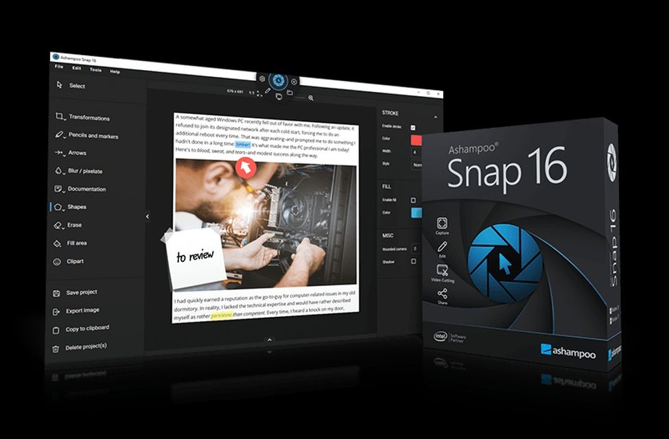 Ashampoo  Snap 16 將您的桌面擷取為螢幕截圖和視訊 無需額外的軟體即可編輯註釋和分享螢幕截圖