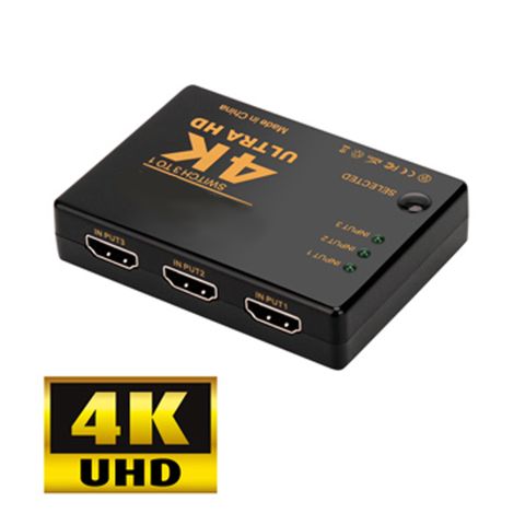 ◤ 電視訊號源自動切換功能，方便簡易 ◢標準4K2K HDMI 3進1出切換器(UH-7593)