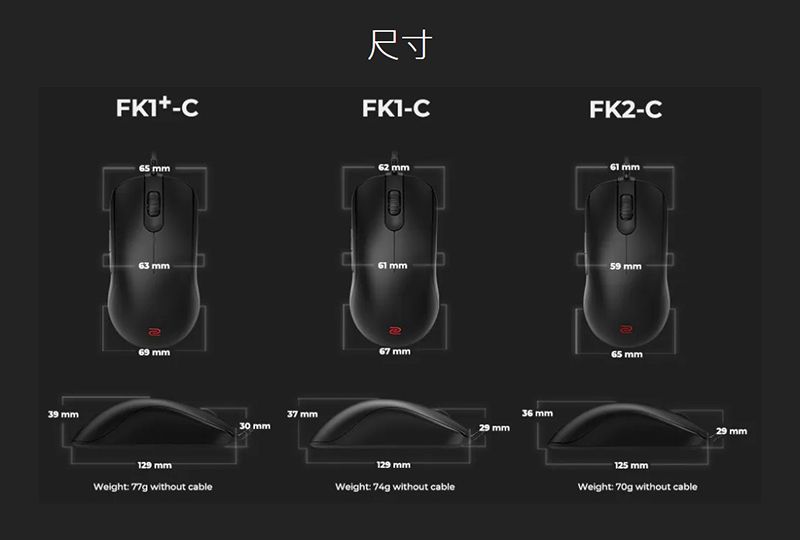 尺寸-CFK1-CFK2-C39  62  59 61 63  129 Weight: 77g without cable37 mm30 mm mm129 mmWeight: 74g without cable36 mm29 mm mm125 mmWeight: 70g without cable29 mm