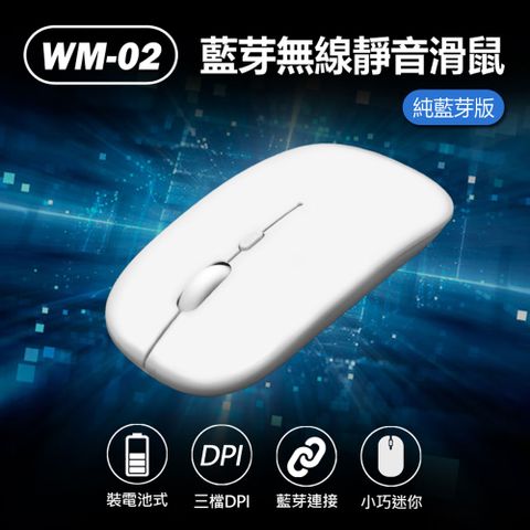 WM-02 藍芽無線靜音滑鼠 純藍芽版 三檔DPI調節 靜音按鍵 裝電池式 小巧迷你